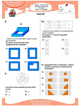 ilkokul 1. Sınıf Bilsem Zeka Testi 